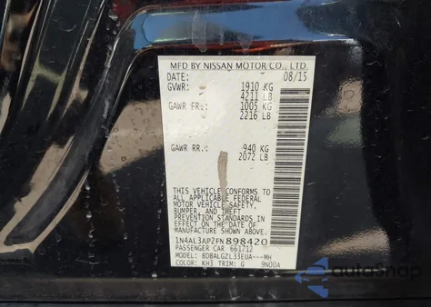 2015 Nissan Altima 2.5 S z USA, uszkodzony, nr VIN 1N4AL3AP2FN898420